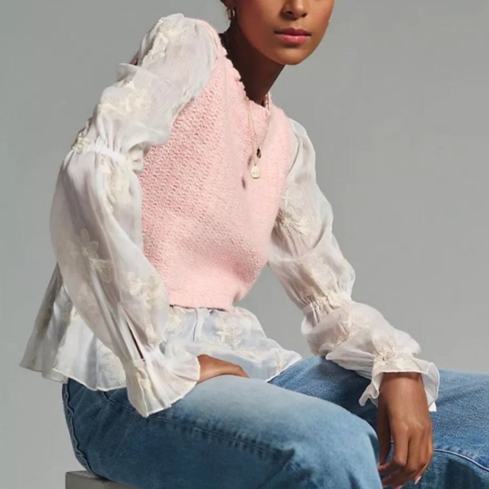 By Anthropologie Layered Sweater Vest Pink - Small